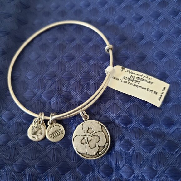 Alex And Ani Because I Love Stepmom Silver Bangle Kindness  A-278 - Picture 1 of 4